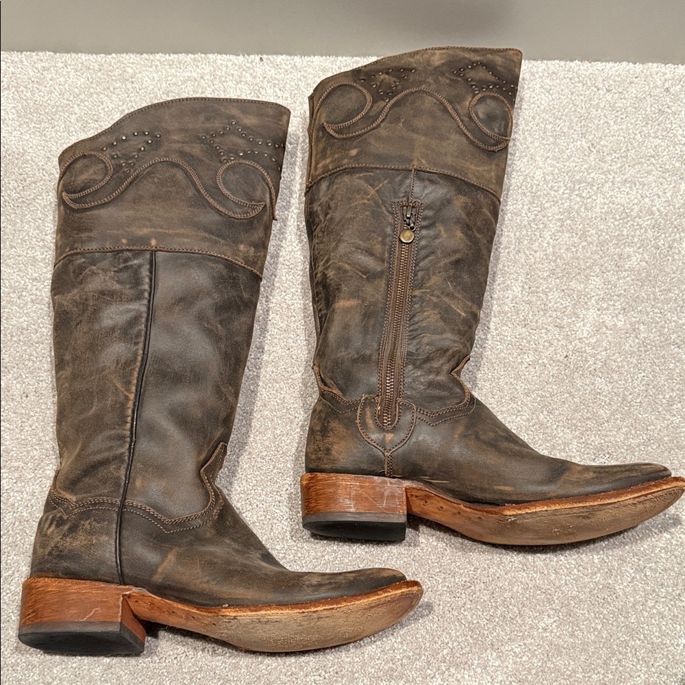 Dan Post Square-toe Leather Boots - Picture 3 of 9